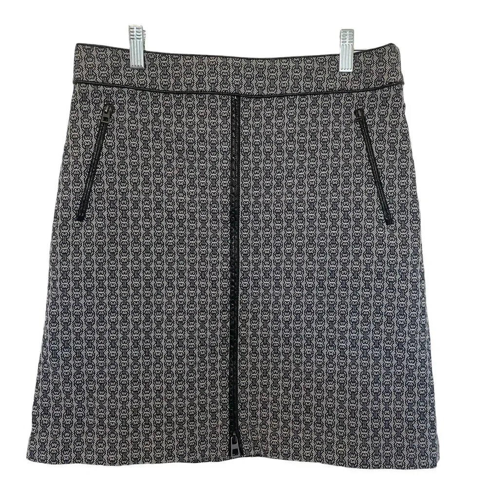 Tory Burch Chaumont A Line Jacquard Mini Skirt Gray Lined Womens Size 8